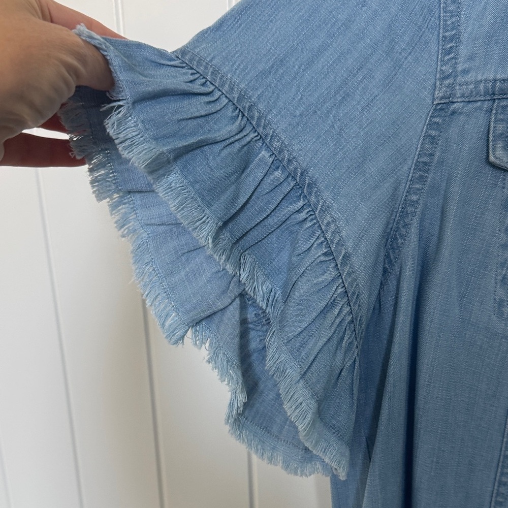 Multiples Sky Blue Button-Up Top - image 3